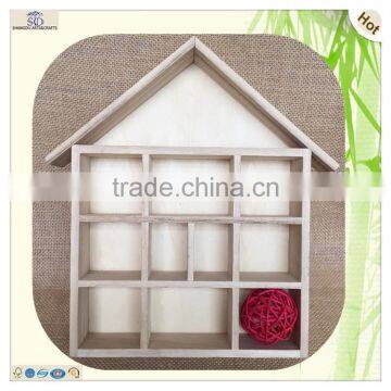 Hanging Standing Compartment Grids Wooden Display Storage Box photo-4