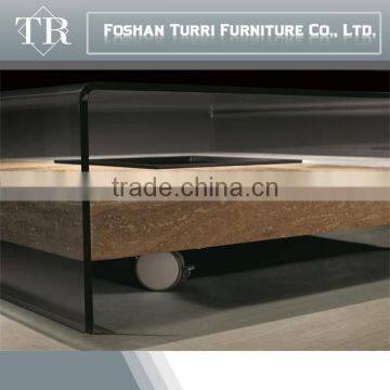 Modern Living Room Furniutre Glass Side Table With Wheels photo-6