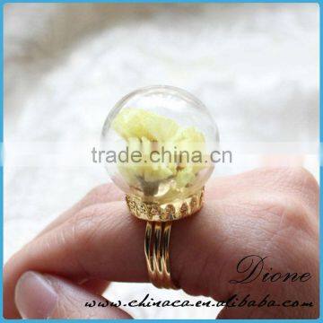 Wholesale Glass Globe Bottle (24mm) With Gold Plated Lace Adjustable Ring photo-5