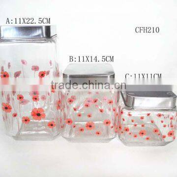 transparent square glass jar with lid