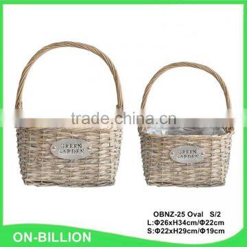 Custom Willow Garden Flower Basket With Plastic Liner photo-3