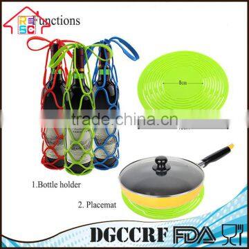 NBRSC Portable Silicone Flexible Win Beer Bottle Can Holder Mesh Bag Desk Mat Placemat photo-2