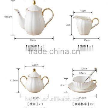 High Quality Bone China Royal Style 15pcs Coffee Set With Gold Rim photo-4