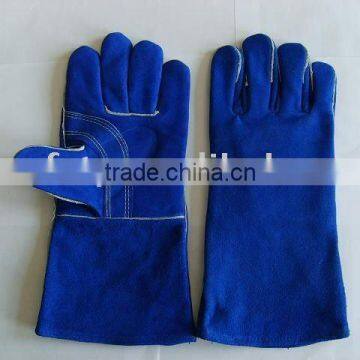 Royal blue cow split leather welding glove