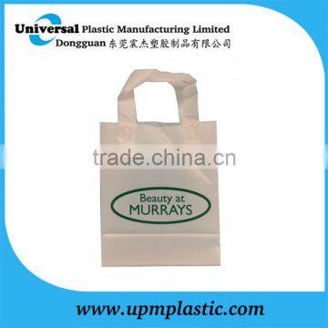 Waterproof Blockbottom White PE Film Flexile Loop Handle Plastic Gift Bag for Pharmacy photo-2