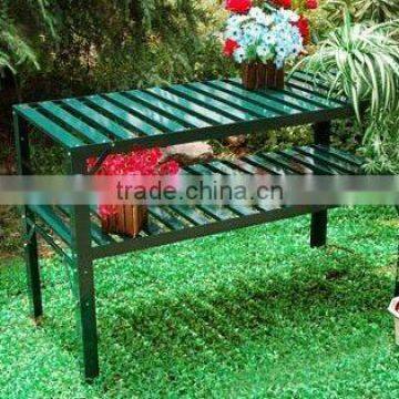 two tiers dark green greenhouse shelf