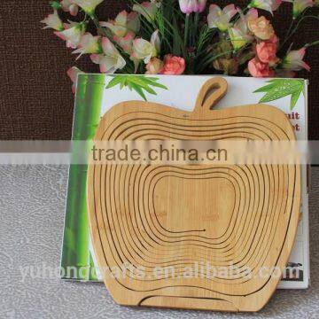 100% Bamboo Made Apple Shape Folding Fruit Basket photo-3