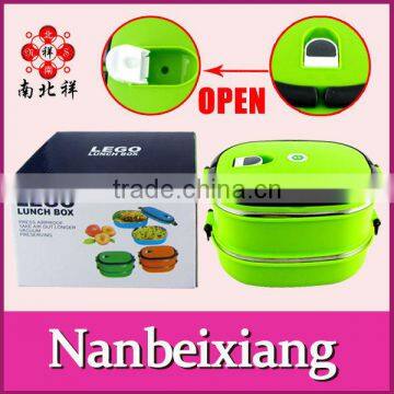 1.8L Stainless Steel Heated Lunch Box Tiffin Carrier/Leakproof Bento Lunch Box