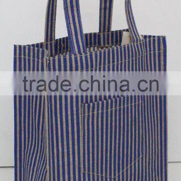 Hot One Color Allover Strip Print Male Hifashionable Tote Bag With Pocket - pp Laminated Jute Fabric