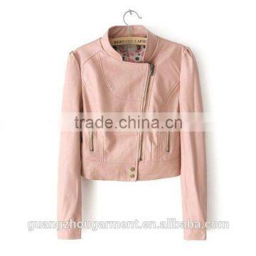 Womens Cuff Lapel Punk Zip Slim Fit Faux PU Leather Motorcycle Sexy cool Short Jacket