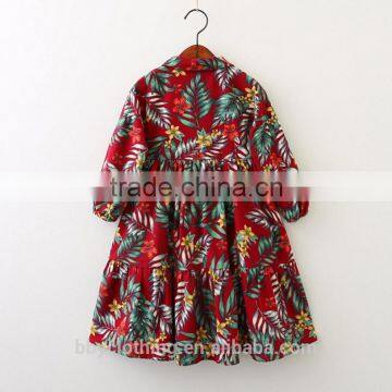 2017 Autumn Winter Kids Dresses Design Girl Printing Flower Birthday Party Dress photo-2