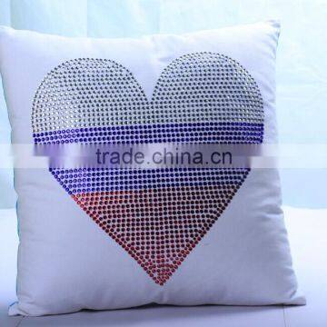 Home Decoration Pillow With Rhinestone Heat Transfer Motif