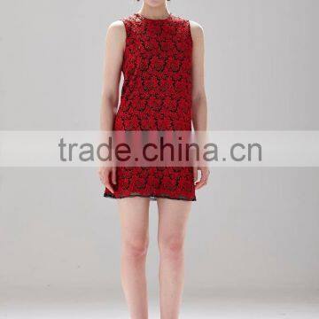 A-Line Neck Red Chiffon Dress Pattern Casual Design Ladies Aristocratic Style Dress SR-D9792 photo-6