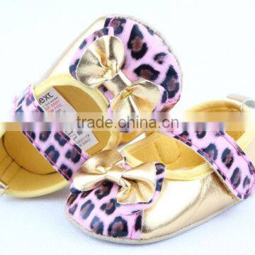 new arrival purple leopard gold leather shoes infant girls soft sole shoe brand handmade leather shoes