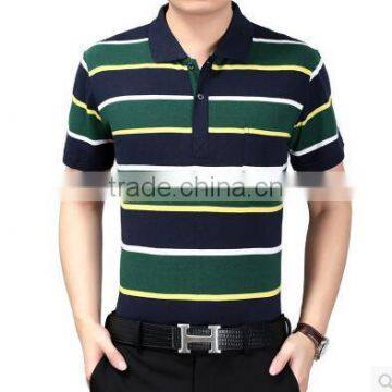 Summer short-sleeved t-shirts men loose thin middle-aged men's stripes