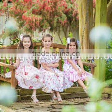 Girls Flutter Sleeve Kids Clothing Wholesale Roses Printed Designer One Piece Dress photo-5