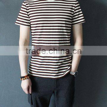 Custom Men Yarn Dyed Striped Cotton T Shirt Factory Price photo-2