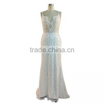 Spaghetti Strap Satin Wedding Dress Ivory Sheath/Column Dress