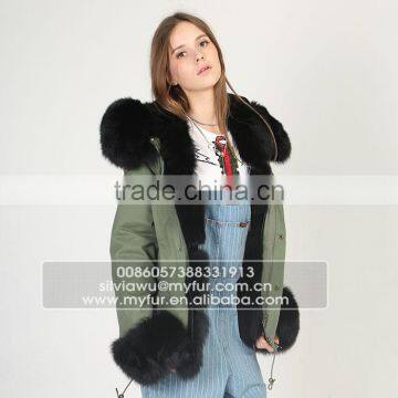 Myfur Luxury Fox Body Fur Trimmed Ladies Parka Jackets Wholesale photo-4