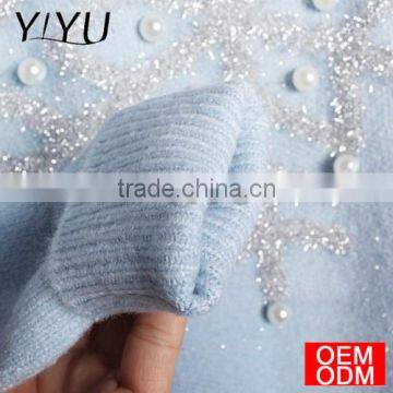 Women Pink Sweater Snowflake Pattern Christmas Pullover photo-4