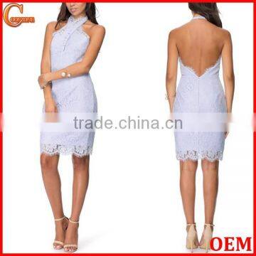 Sexy backless design crossover halter neck evening dress wholesale