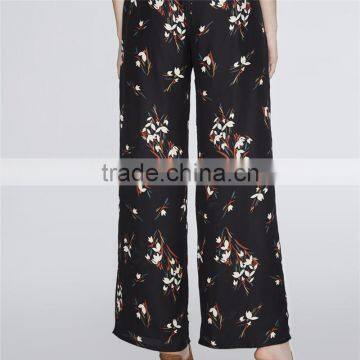 Chic Ropa Mujer Floral Wide Legs Shape Print Black Dressy Pants Outfits photo-5