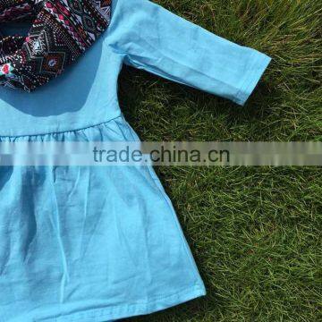 2-7t FALL/Winter Kids OUTFITS 3 Pieces Scarf Pant Sets Girls Hot Sell Aztec Boutique Clothes Kids Turquoise Top Sets photo-4