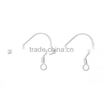 925 Sterling Silver Earring Hooks Bright Sparkly Silver W/Loop 19mm x 15mm,2Pairs