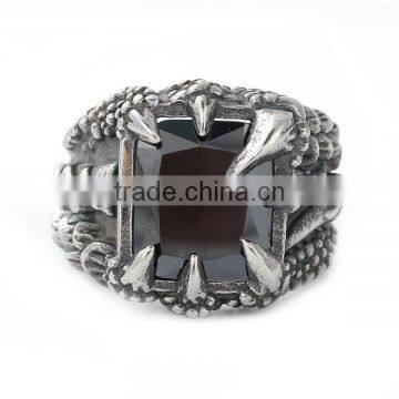 Titanium Steel Unadjustable Rings Antique Silver Red Claw Talon photo-2