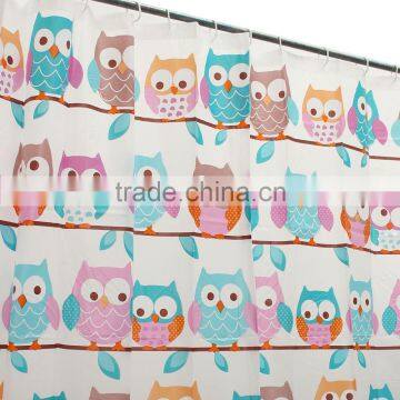Cute Owl Shower Curtains PEVA 7171" Bathroom Products Waterproof Polyester Shower Bath Curtain With 12 Hooks photo-5
