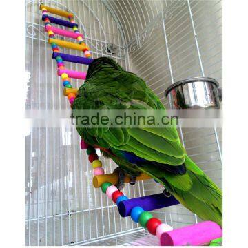 Newest Colorful Climbing Ladder Pet Bird Ladder Macaw Cockatiel Parrot Hamster Wood Ladder Climb Bell Swing Bite Toy photo-4