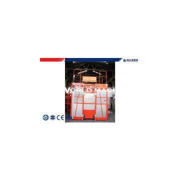 CE ISO approved Red double Cage Construction tower Hoist with trolley