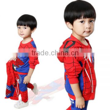 2016 New Children's garments 3pcs of set Spider man Children Costumes for winter