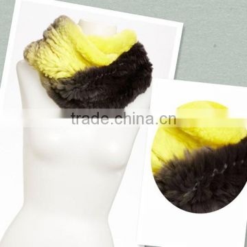 YR543 Bulk Sale Dipping Color Sheared Rabbit Fur Neck Scarf