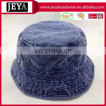 Washed denim bucket hat leisure summer cap with no string