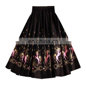 wholesale manufacturer customized border line printing pattern women skirts