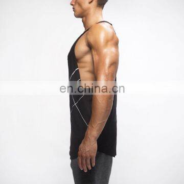 Mens Printing Black Stringer Outdoor Promotional Singlet photo-2