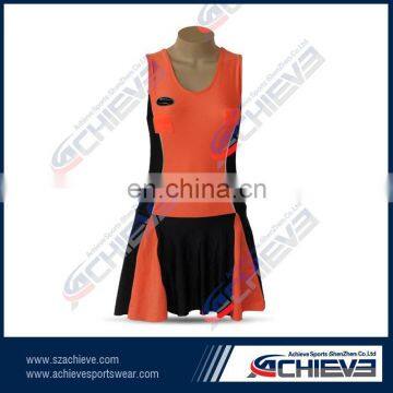 OEM 2017 Sublimated customized newest printing netball dress bodysuit
