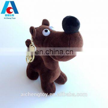 durable small plush dog toys round nose dog keychain