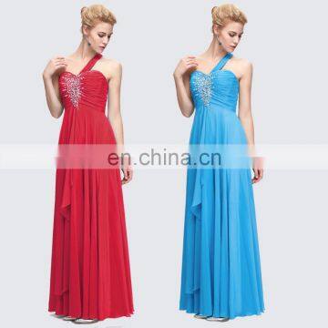 Grace Karin Hot Sale Chiffon Long Chiffon Beaded One Shoulder Evening Dress CL3120-4 photo-5