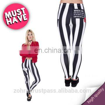 Stripes with patches femme stylish workout casual muscle fit fashion fancy pants denim polyester crossfit leggings for woman