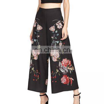 Wholesale Botanical Print Zip Side Wide Leg Pants For Women photo-5