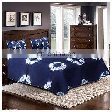 indigo blue bed sheet bed cover, Tye Dyed Blue Bedspread with 2 pillow Set