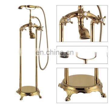 Upscale gold plated freestanding classic telephone bathtub faucet