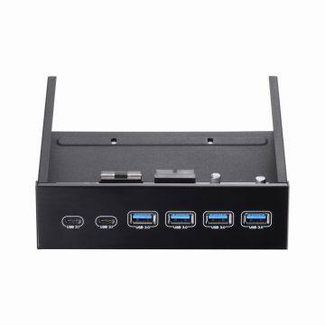 Unestech Computer Front Panel Optical drives 4 Ports USB 3.0 + 2 Ports Type-C Internal Expansion Bracket Mount HUB Bay