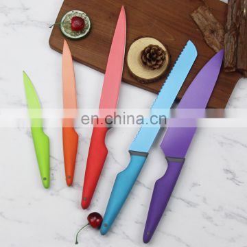 Plastic handle non stick kitchen knife set