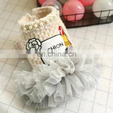 Factory outlet Cute pet dog cat Swallow gird Pearl lady multilayer gauze skirt