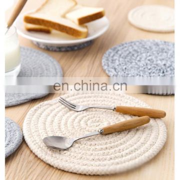 i@home Solid color kitchen pot cup insulation round table mat linen placemats