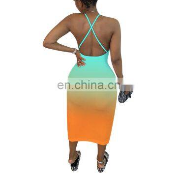 New Arrivals Wholesales Women Backless Tie Dyed Casual Dresses Ladies Bodycon Sexy Dresses Women Summer Dresses photo-5