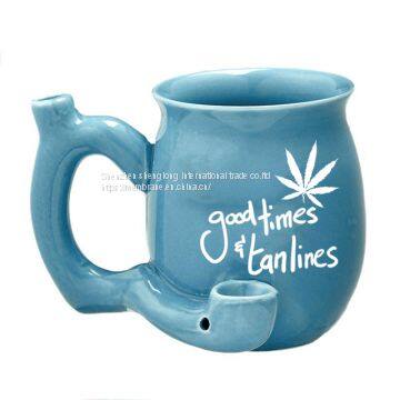 wholesale cheap OEM design ceramic coffee mug smoking pipe mug
